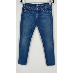 7 For all Mankind Roxanne Flood Skinny Ankle Jeans Size 26 Low Rise Crop Denim